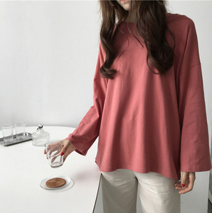 Haute qualité 100% coton surdimensionné femmes blanc à manches longues <span class=keywords><strong>t</strong></span>-<span class=keywords><strong>shirt</strong></span> personnalisé imprimé - Product Image 1