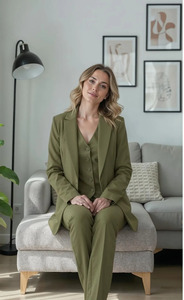 Conjunto de Blazer, Chaleco y Pantalón de Tres Piezas Personalizado para Mujer, Ropa Formal de Negocios, Proveedor de Ropa Corporativa Profesional - Product Image 2
