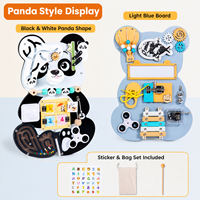 Tableau d'activités Montessori en bois en forme de panda, avec lacets, loquets, tuiles numériques, perles de labyrinthe et boîte de vente au détail – Vente en gros