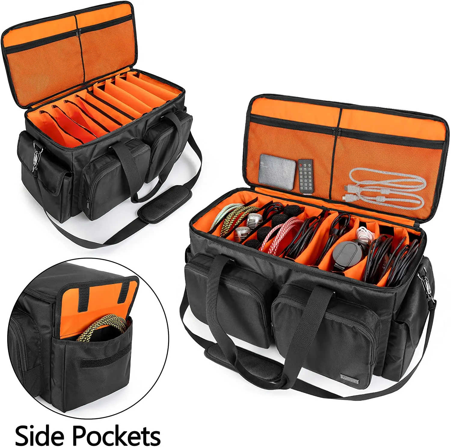 Сумка-Органайзер для музыкантов и диджеев, большая сумка для хранения кабелей с ремешком на плечо, оборудование для хранения
