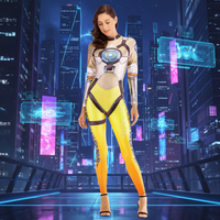 Costume de cosplay Overwatch pour femmes, combinaison de robot jaune de haute technologie Android pour la fête d'Halloween