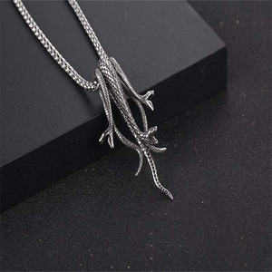 Punk Animal serpiente de tres cabezas colgante collar de hombre 316L joyería de acero inoxidable - Product Image 3