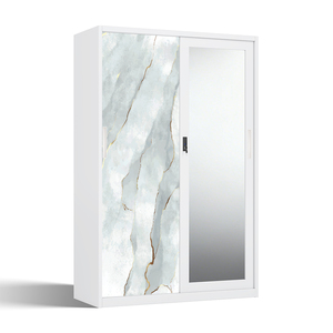 Armoire en métal imprimé avec 2 portes coulissantes et miroir 1200 mm pour chambre à coucher - Product Image 2