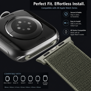 Bracelet en nylon tissé respirant pour Apple Watch Series 38 40 41 42 44 45 46 49 mm, sangle de remplacement sportive réglable et souple - Product Image 4