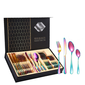 24 pezzi posate posate posate <span class=keywords><strong>Set</strong></span>, servizio utensili in acciaio inox per 6, Include forchetta coltello cucchiaio, lucidato a specchio - Product Image 6