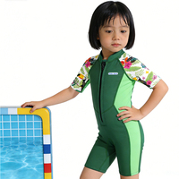 Combinaison de plongée en néoprène pour bébé et enfant, avec logo personnalisé vert, fermeture éclair sur le devant, shorty, pour la natation, le surf, la plage et les sports nautiques