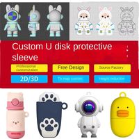 Coque de protection personnalisée en PVC souple 3D stéréo pour casque audio, motif dessin animé, accessoire pour clé USB