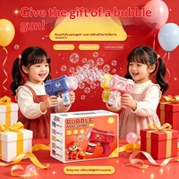 Pistolet à bulles électrique portable avec lumières LED, 8 trous, pour enfants, jouet de fête d'été en plein air, cadeau