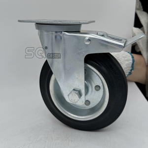 3 3,5 4 5 <span class=keywords><strong>6</strong></span> 8 Zoll verzinkt schwarz Voll gummi öl beständige Rad rolle Starre drehbare Verriegelung Brems wagen Wagen Müll rollen - Product Image 4