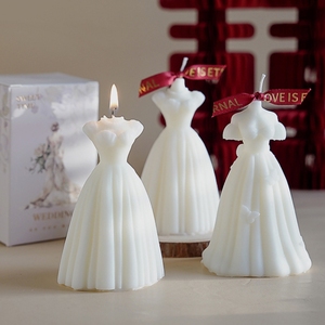 Vela Aromática <span class=keywords><strong>de</strong></span> Parafina con Forma <span class=keywords><strong>de</strong></span> Vestido <span class=keywords><strong>de</strong></span> Novia, Hecha a Mano, Ecológica, para Aromaterapia, Recuerdo <span class=keywords><strong>de</strong></span> Boda Navideño - Product Image 2