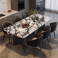 Table à Manger de Luxe Européenne en Marbre, Style Royal Français, en Métal, Extensible pour Maison, Villa, Appartement ou Mobilier de Restaurant