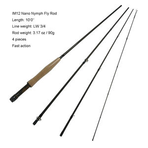 <span class=keywords><strong>Canne</strong></span> à Pêche à la <span class=keywords><strong>Mouche</strong></span> pour <span class=keywords><strong>Nymphe</strong></span> Européenne en Carbone Toray IM12 10'0'' 3-4wt (B02) - Product Image 2