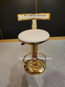 עיצוב אופנה באיכות טובה נירוסטה t-צורה מוט זהב בר צמר כיסא גבוה עם משענת רגל נוחה - Product Image 5