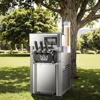 YKF-7118 Machine à glace molle commerciale 3 saveurs, en acier inoxydable, pour comptoir, nouvelle, 220V