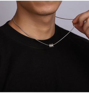 Collar de Seis Palabras para Hombre, Colgante Cilíndrico, Collares Budistas con Mantra Vintage, Amuleto de la Suerte de Acero Inoxidable, Joyería Masculina - Product Image 3