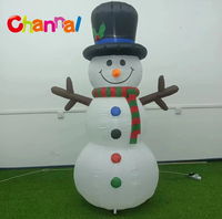Bonhomme de neige gonflable classique avec chapeau haut-de-forme, bras gonflables, écharpe rayée et lumière LED pour décoration de jardin de Noël
