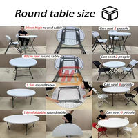 Table à manger portable d'intérieur et d'extérieur, table ronde en plastique blanc, table pliante pour mariage et ensemble de chaises pour banquet, capacité de 8 à 10 personnes