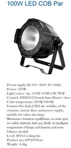 Luces LED COB Par HN de 100W, Impermeables IP65, 2en1, 3en1, 4en1, Luces para Bodas, DJ, Discotecas, Fiestas, Eventos, Escenarios, Conciertos - Product Image 4