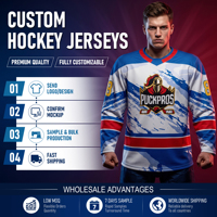 Maillot de hockey personnalisé PUCKPROS, maillots de sport sublimés, maillots d'entraînement de hockey respirants, uniforme d'équipe pour hommes et femmes
