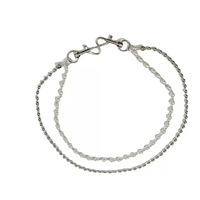 Ceinture Chaîne de Perles pour Femme Double Couche Perles Blanches en K Double Anneaux Style Hip Hop Jeunesse Tendance pour Jeans et Jupes