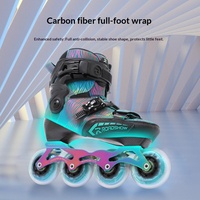 Patins à roulettes Freestyle unisexe pour enfants Leixiu LZ5E en fibre de carbone lisse avec sièges pivotants et construction en aluminium