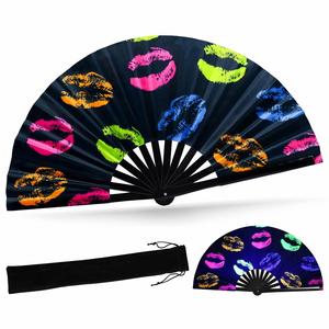 Holographic Large Reflective Hand Fan Premium Bamboo Clack Eco-Friendly Feature for Halloween Occasions - Product Image 6