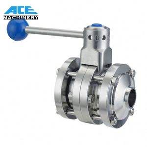 ACE vệ sinh DIN SS304/316L Hướng dẫn sử dụng Công Đoàn loại van bướm với thép không gỉ gripple xử lý - Product Image 6