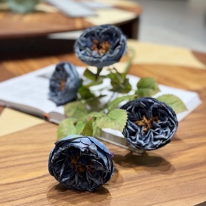 Composizione Floreale Artificiale Stile Europeo Retrò <span class=keywords><strong>Serie</strong></span> Autunnale Quattro Rami Rosa Bruciata Austin per Tavola da Pranzo - Product Image 2