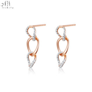 Hong Kong Wholesale High Quality Elegant <b>Fine</b> Jewelry 18K Solid Rose Gold Real Natural Diamond <b>Stud</b> <b>Earring</b> For Women's Gift - Product Image 5