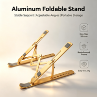 Support pliable en aluminium pour ordinateur portable, réglable en hauteur et multi-angles, avec revêtement en caoutchouc silicone anti-rayures, pour tablettes et ordinateurs portables