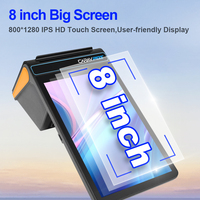 Systèmes de point de vente portables Android 14.0 à double écran de 8 pouces, 3 Go + 16 Go, imprimante 58/80 mm, NFC, caisse enregistreuse, terminal EPOS