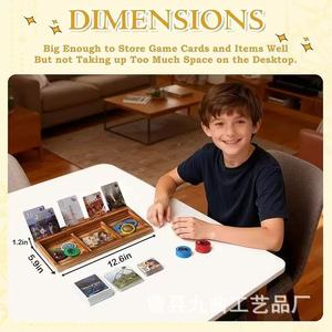 Expositor de cartas de madera con almacenamiento de fichas, organizador de juegos de mesa de madera maciza para póquer y juegos de mesa - Product Image 4
