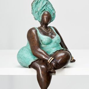 Sculpture de femme en position de tête vers le bas en bronze, statue de femme nue, sculpture de Jana Buettner, sculpture de l'éveil - Product Image 2