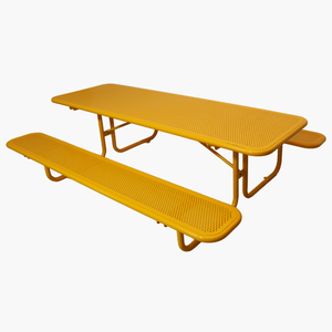 Mobili per esterni commerciali lungo semplice in acciaio campeggio tavolo da Picnic <span class=keywords><strong>ristorante</strong></span> esterno parco tavolo da pranzo in metallo impermeabile panca - Product Image 4