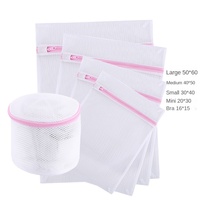 Sac à linge rose en polyester, anti-déformation, anti-emmêlement, sac de lavage en maille protectrice pour machine à laver, vente en gros