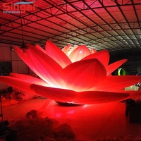 Fleur de lotus géante rose gonflable avec lumières pour la décoration de scène d'événements en plein air
