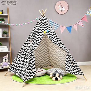 Tienda de campaña infantil de tela con estructura de madera, plegable, para 1-2 personas, para niños y niñas, casa de juegos interior, picnic al aire libre, algodón y lino - Product Image 6