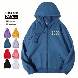 Autumn Men's Zipper <b>Hoodie</b> Soft Cotton Comfortable Knitted Pile Fabric Solid Custom Printing Embroidered Logo <b>Thin</b> Sweatshirt - Product Image 1