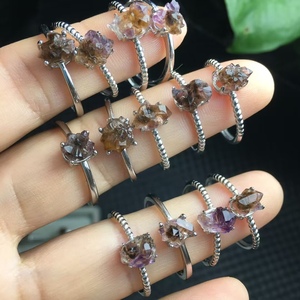 Vente en gros de bagues en pierre brute <span class=keywords><strong>Huang</strong></span> Chaoqi incrustées d'argent S925 Accessoires de mode naturels - Product Image 1