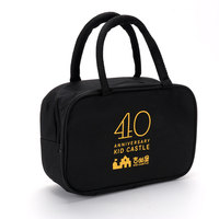 Sac de voyage portable en polyester, petit, décontracté, écologique et de qualité supérieure, avec fermeture éclair fluide, pour le rangement de cosmétiques et de tablettes.