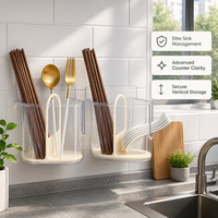 Célèbre petite boîte de rangement pour baguettes de qualité alimentaire, support mural en plastique pour vaisselle de cuisine avec drainage