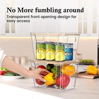 Lot de 2 bacs de rangement rectangulaires empilables en plastique, écologiques, pour l'organisation de la cuisine et du garde-manger, pour légumes, fruits et collations