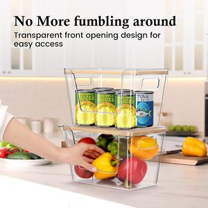 2 Set Stackable Plastic Rectangle <strong>Storage</strong> Bins Baskets Eco-Friendly Kitchen Pantry Organizer for <strong>Vegetable</strong> Produce Snack <strong>Storage</strong> - Product Image 4
