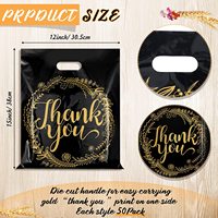 Sac en plastique LDPE noir mat lisse avec poignée découpée, personnalisable avec logo imprimé et message de remerciement
