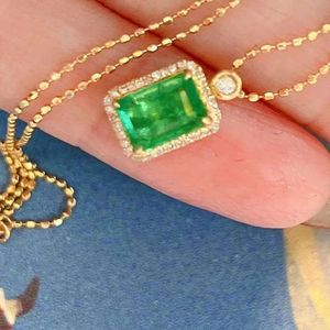 Pendentif en émeraude naturelle taillée en émeraude, or massif 18 carats, 1,0 ct, cadeaux de mariage pour femmes, Xinfly - Product Image 2