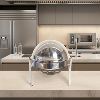 Edelstahl 6L Brennstoffbeheizter Runder Catering-Buffet-Wärmer, Kommerzieller Hotel-Restaurant Speisenwärmer