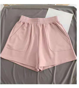 Pantalones cortos de tela polar de rizo de algodón informales de verano para mujer personalizados al por mayor pantalones cortos sueltos de cintura alta pantalones cortos frescos suaves - Product Image 5