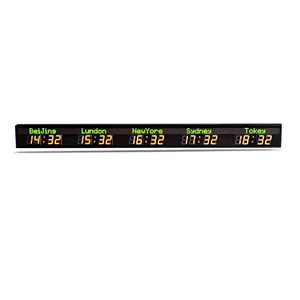 [custom] World Time Clock Multi Time Zone Red And Green Display Large Digital Wall Clock Led Remote With GPS