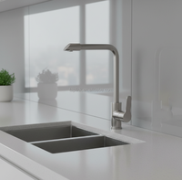 Nouveau Robinet de Cuisine Mural Monocommande en Acier Inoxydable 304 Brossé Chromé avec Mitigeur et Douchette Extensible