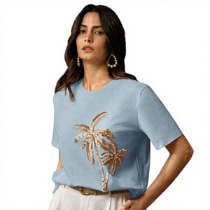 Chemisier élégant en coton imprimé à motif floral, orné de broderies fantaisie en perles de rocaille, idéal pour les fêtes, modèle artisanal MS, différentes tailles disponibles. - Product Image 1